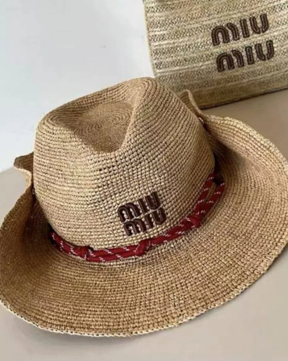 Miu Miu Summer Straw Hat Embroidered Logo - Picture 5 of 5
